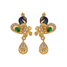 ELEGANT PECOCK DESIGNED GOLD STUD WITH STONE	
